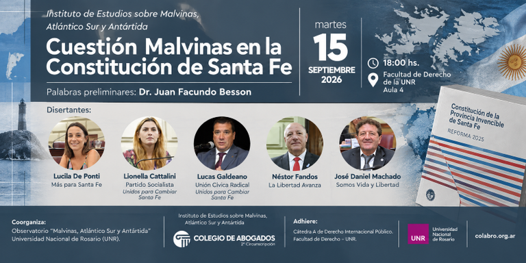 Lee más sobre el artículo La Cuestión Malvinas en la Constitución de Santa Fe: especialistas y convencionales debatirán en la Facultad de Derecho de la UNR